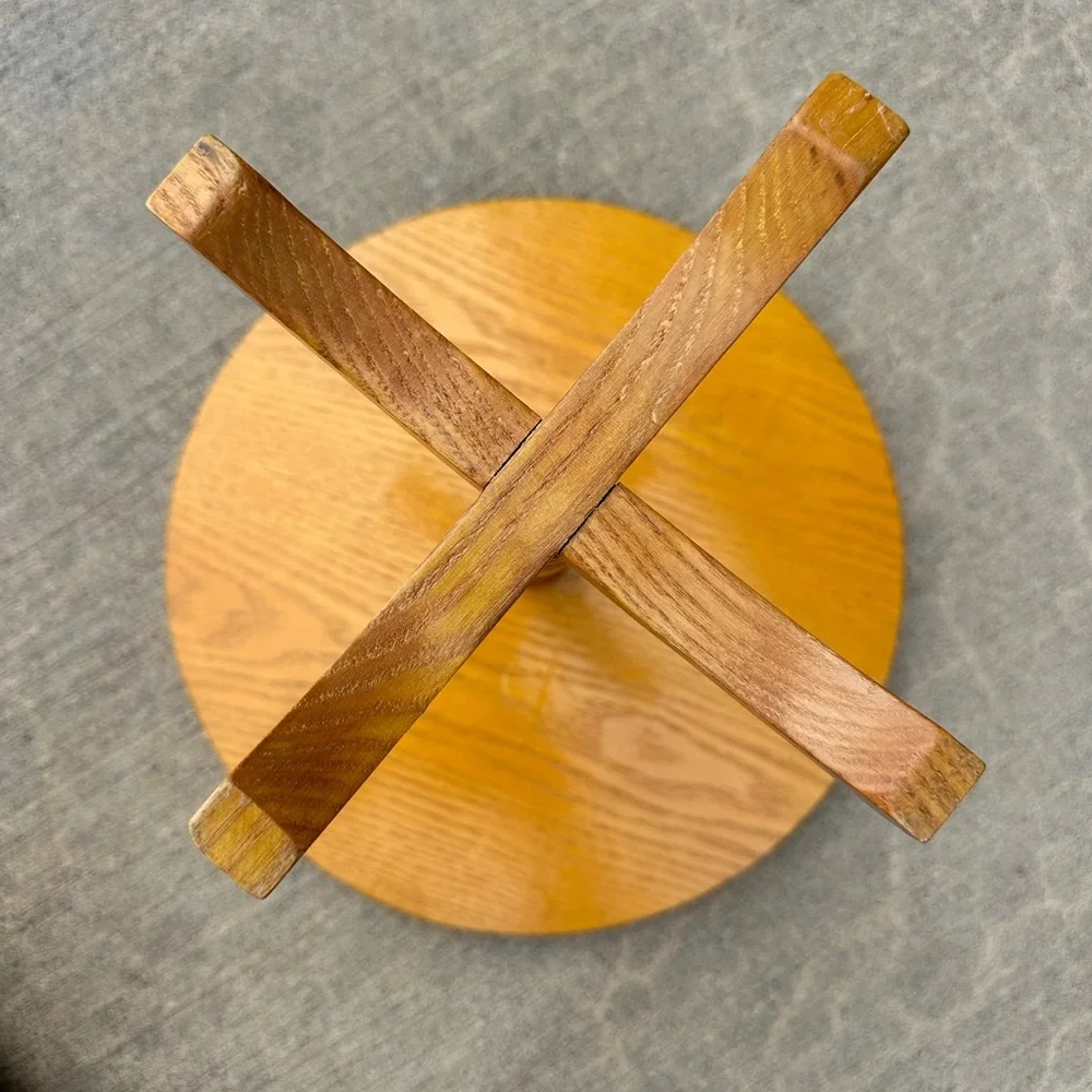 Mid-Century Modern Wooden Pedestal Round Doll Table for 18” Doll